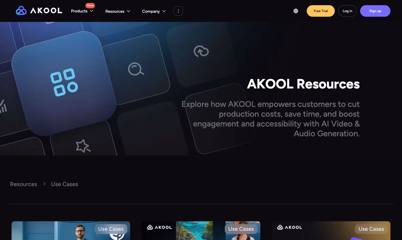 Use-case landing — categorised AI video tools for content creators and marketers