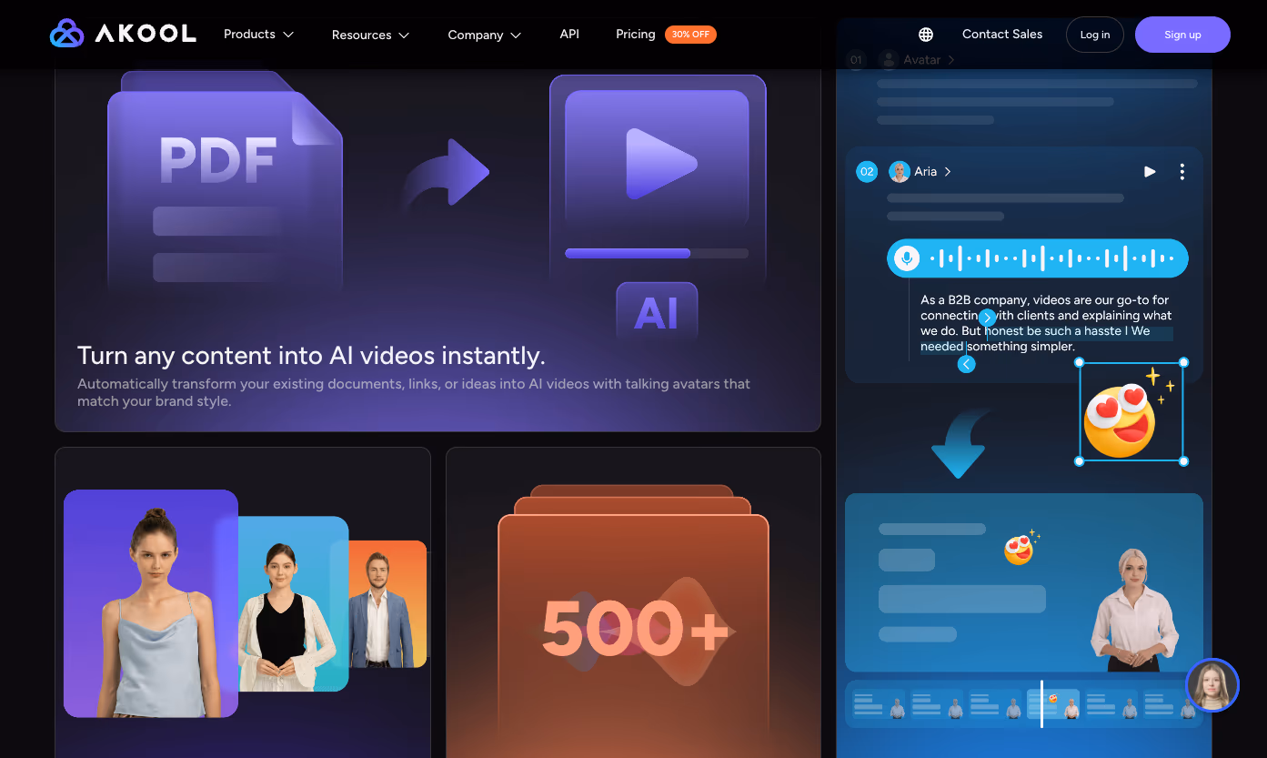 Avatar Video product page — turn photos into 4K talking avatars