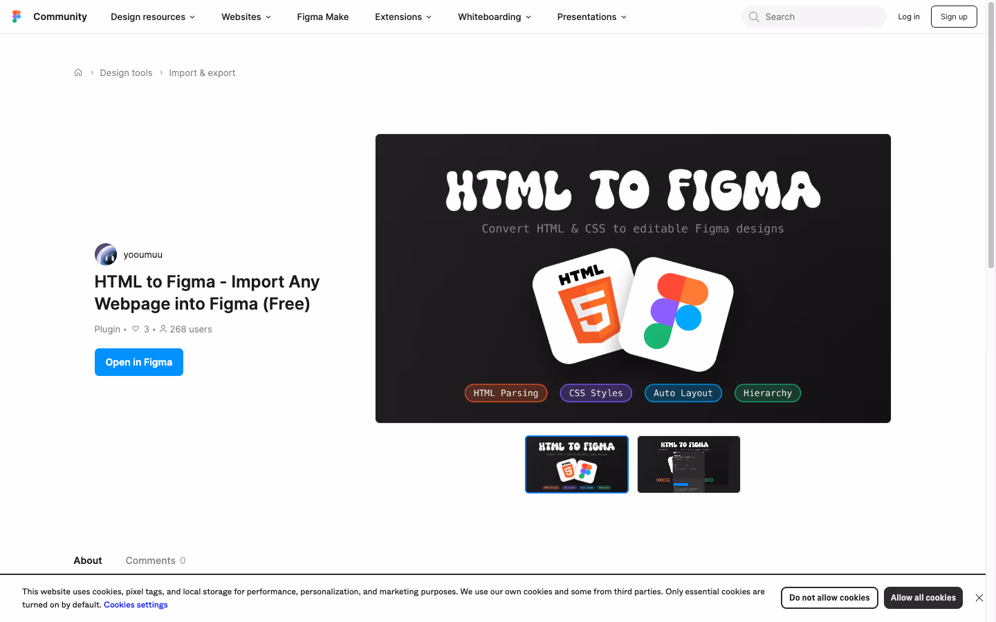 Live on the Figma Community — 268 users, free plugin