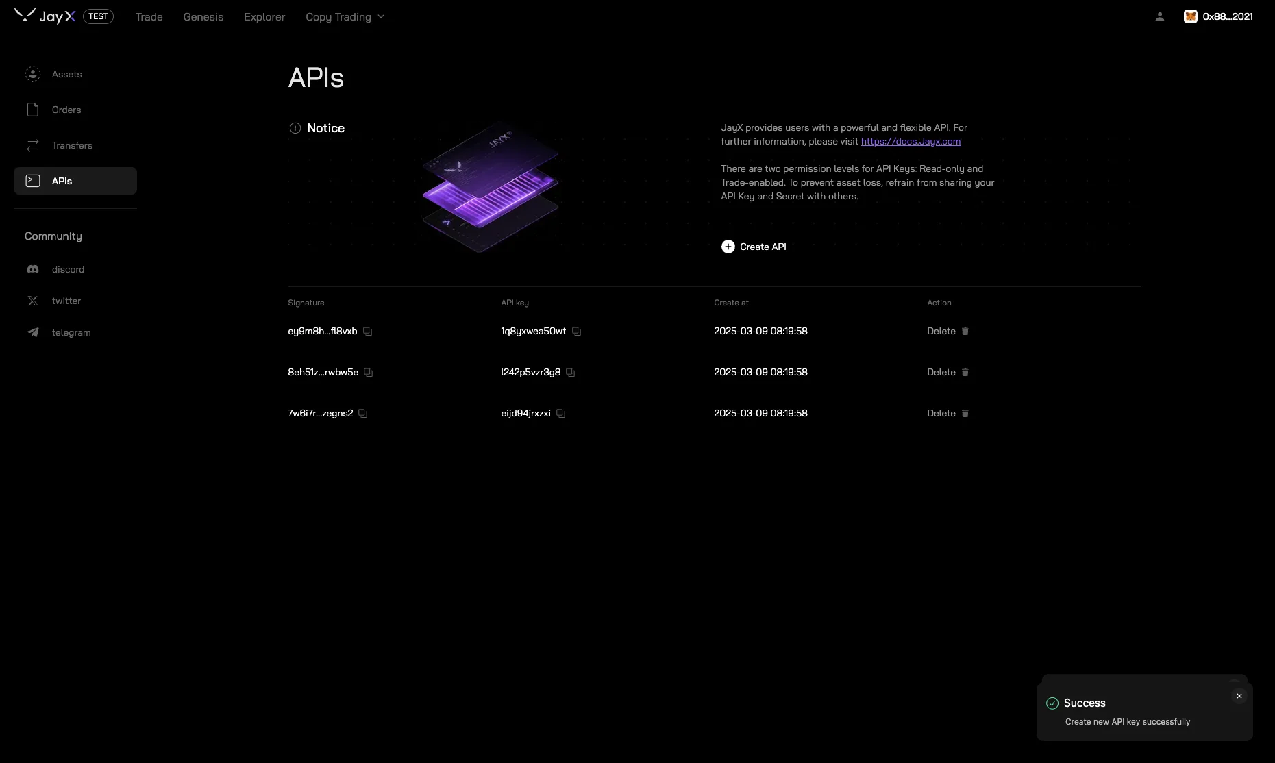 API key management