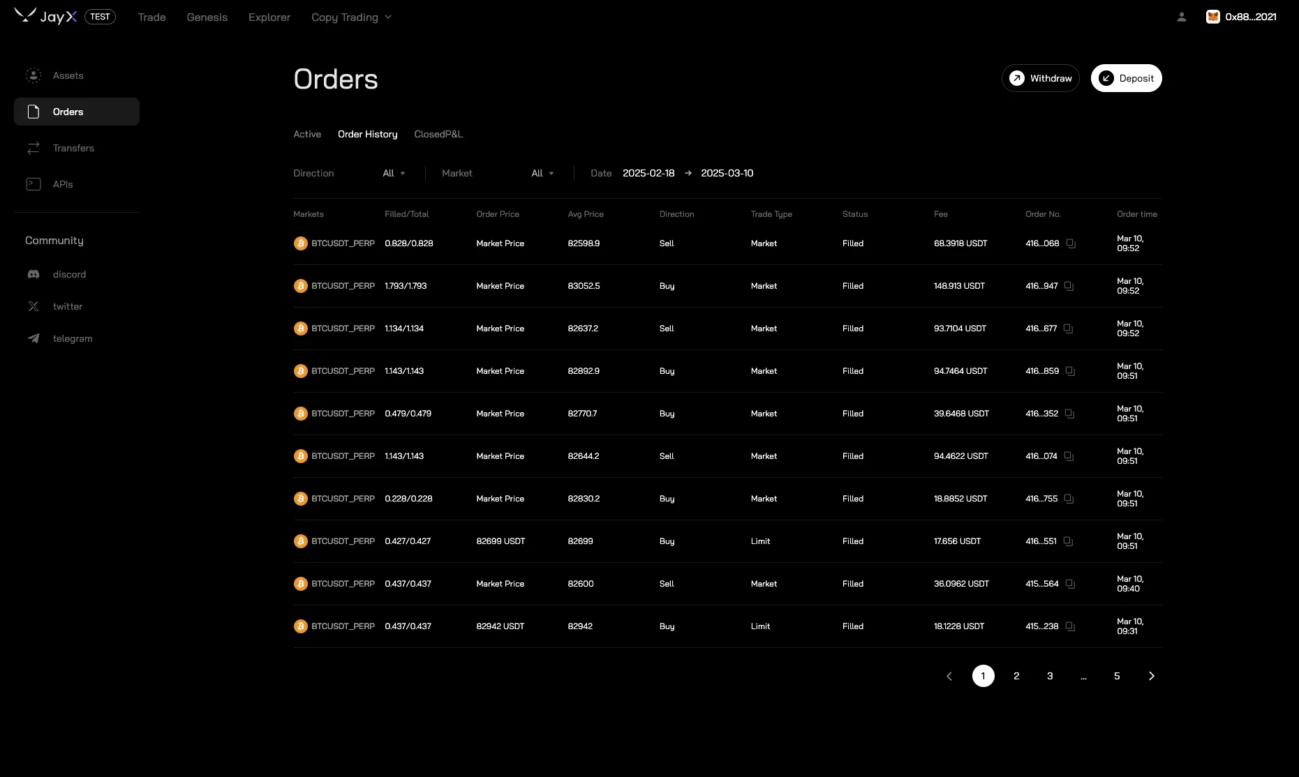 Order history